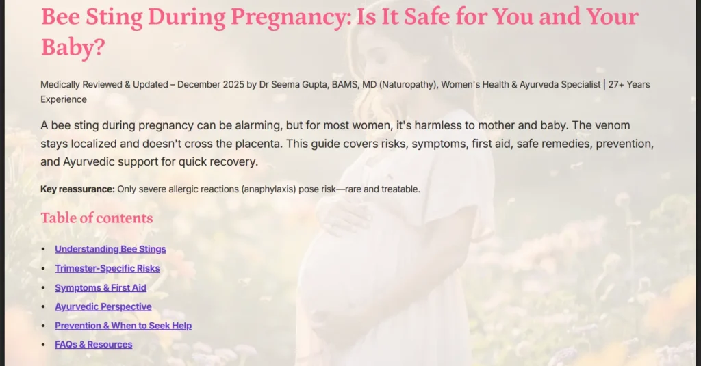 Bee Sting During Pregnancy